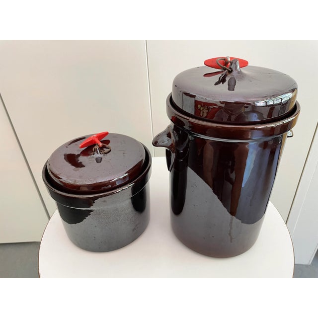 1950s Tackett Rockingham "Cook/Serve" Canisters - Set of 2 For Sale - Image 11 of 12