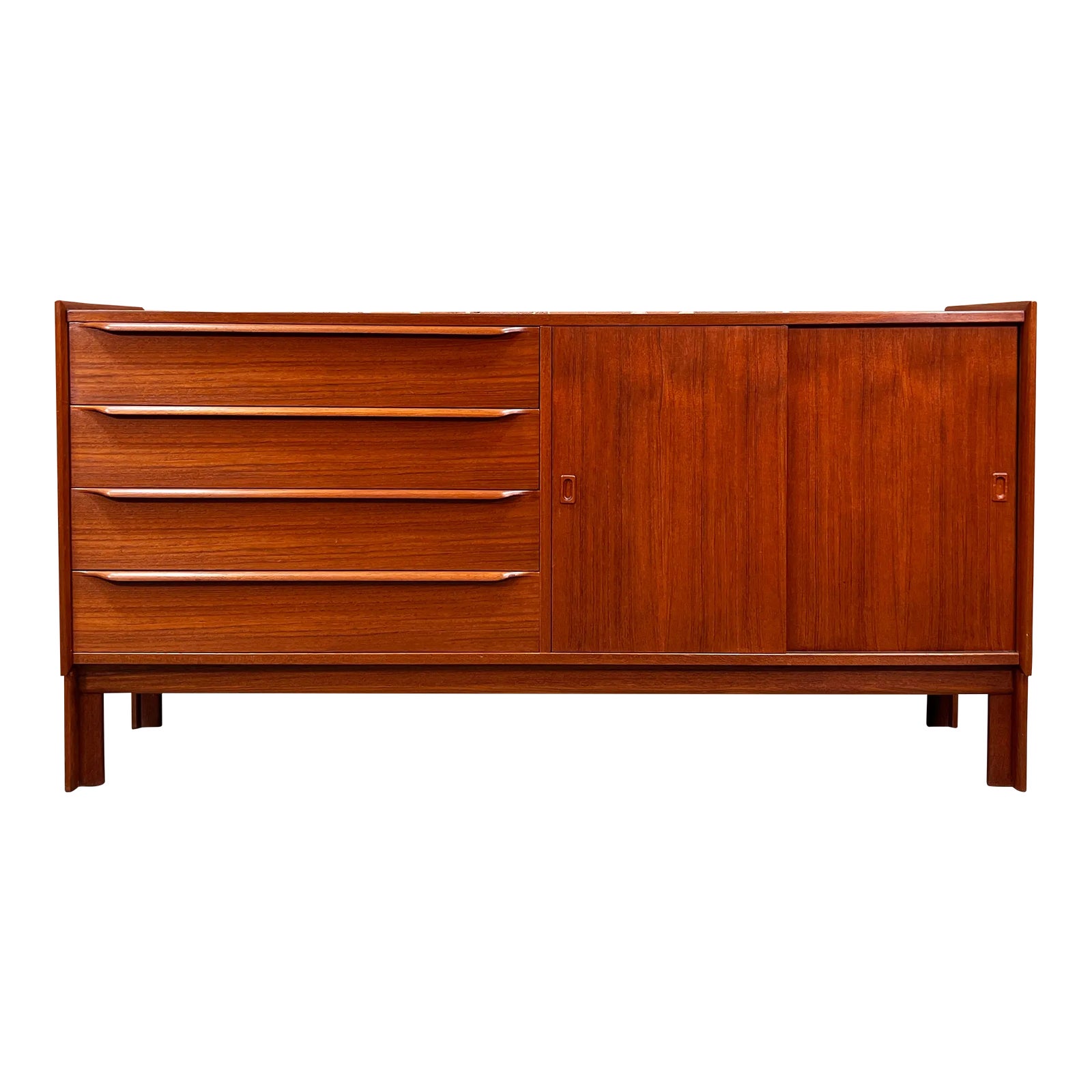 Vintage Mid Century Danish Modern Teak Credenza - Wall Mount or Free Standing