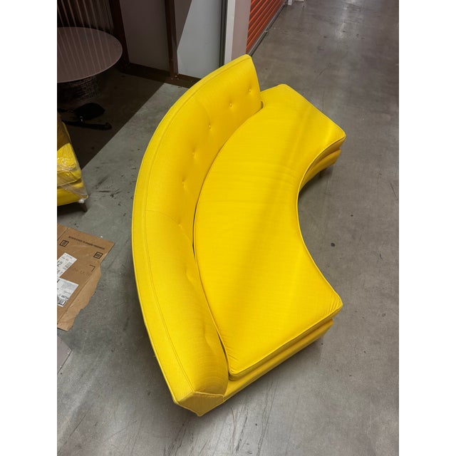 Pair of Jonathan Adler Curved Arc Banquette Sectional — Custom Yellow Upholstery — Mid-Century Revival For Sale In Los Angeles - Image 6 of 16