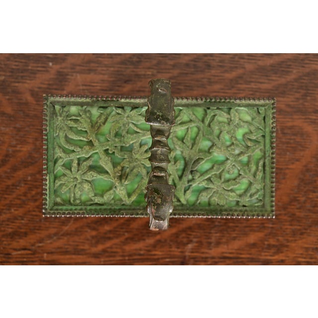 Early 20th Century Apollo Studios New York Arts & Crafts Grapevine Pattern Bronze and Slag Glass Rocker Blotter For Sale - Image 5 of 12