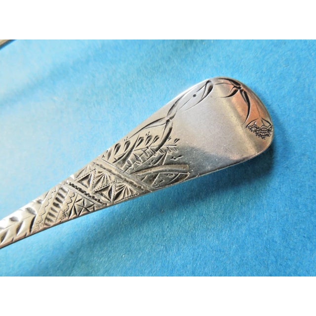 Offered is a rare pair of beautiful ca 1900 Wilson Wilson floral brite cut relish spoon and matching mustard ladle. The...