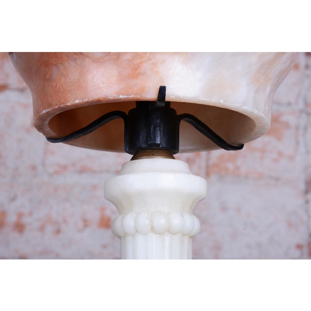 1920s Art Deco Table Lamp in Marble and Alabaster, France, 1920s For Sale - Image 5 of 9