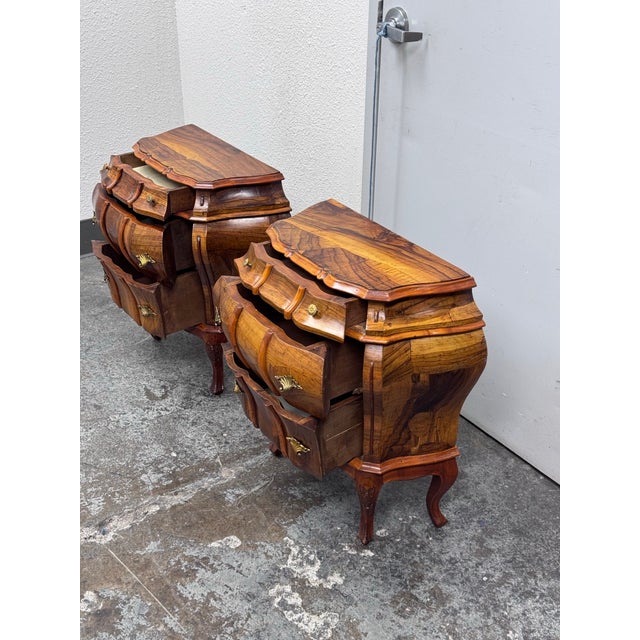 Auburn Mid 20th Century Rococo Italian Style Olive Wood Nightstands, Pair For Sale - Image 8 of 12