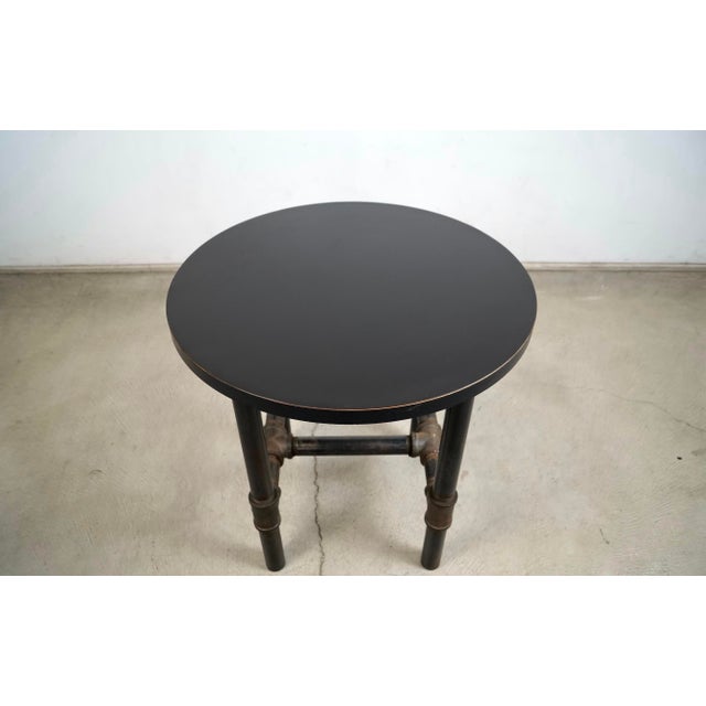 Anthropologie Industrial Steampunk Metal Pipe Round Side Table For Sale - Image 4 of 12
