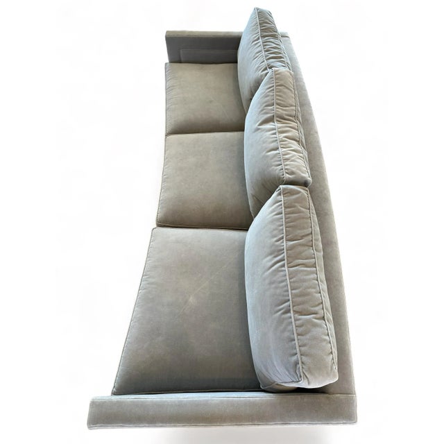 Highland House Highland House Light Gray Velvet Curved Sofa For Sale - Image 4 of 11