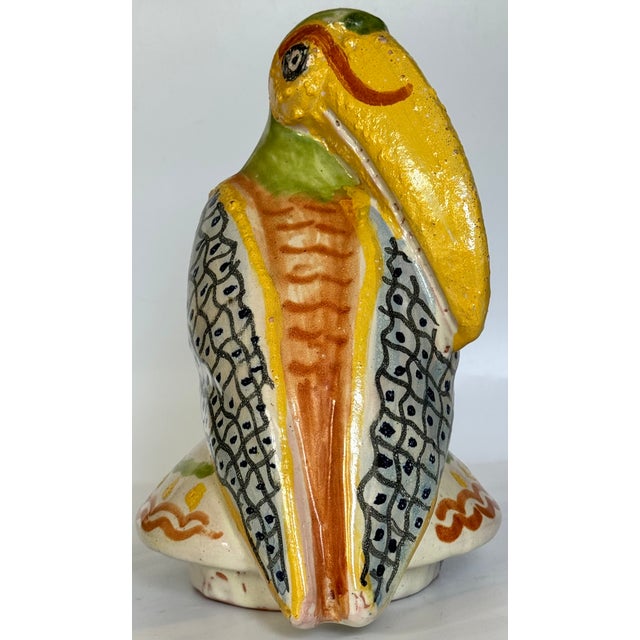Made in Mexico Hand Painted and Glazed Terra Cotta Tucan Figure For Sale - Image 12 of 15