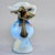 1980s Filip Ravert Blue Art Glass Vase With Bronze Flower Overlay For Sale - Image 5 of 11