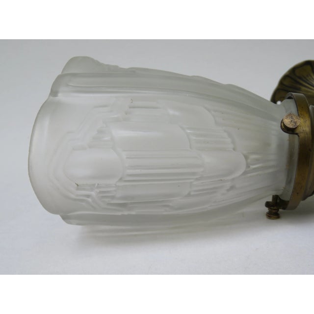 Art Nouveau Brass and Frosted Glass Sconces, Set of 2 For Sale - Image 9 of 18