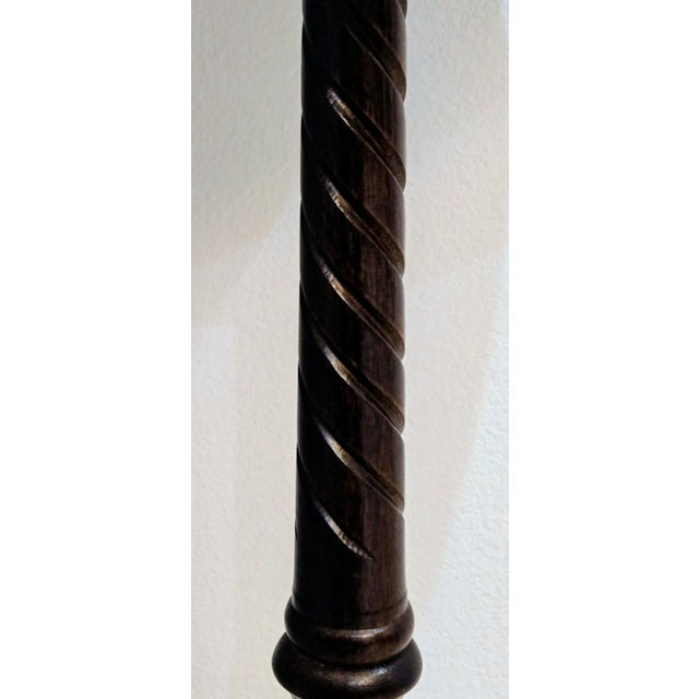 Wood Vintage Spiral Carved Wood Tripod Pedestal Table With New Marble Top, 32" For Sale - Image 7 of 8