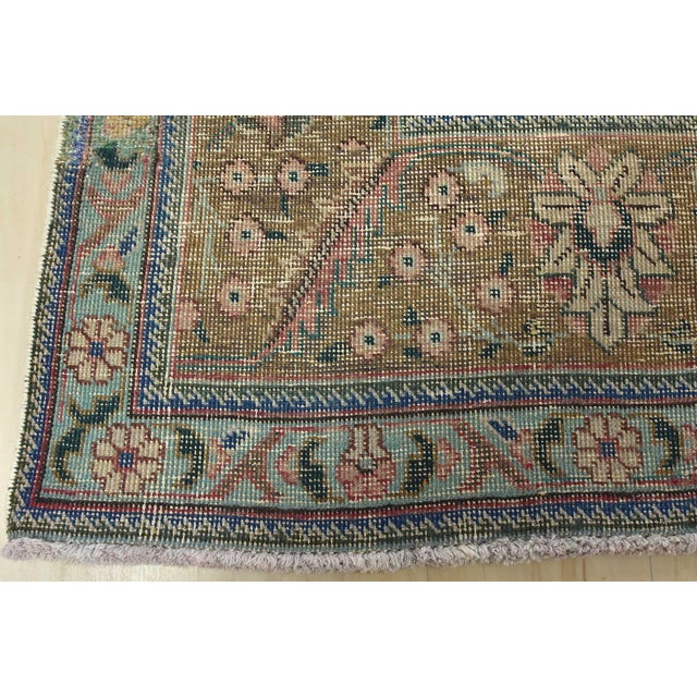 Tabriz Rug 9’5” X 12’11” Pink Wool Vintage Distressed Hand-Knotted Carpet For Sale - Image 12 of 15