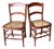 Circa 1920 Solid Oak Wood & Cane Seat Two-Rung Curved Ladderback Accent Chairs – A Pair For Sale
