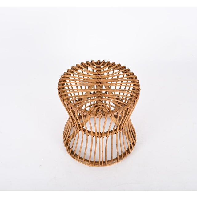 Mid-Century French Riviera Stool in Rattan and Woven Wicker, 1960s For Sale - Image 6 of 12