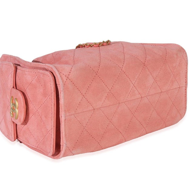 Pink Quilted Suede Mini Chanel 25 Hobo For Sale In New York - Image 6 of 9