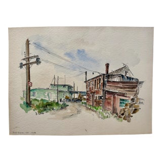 Henry Emil Salloch Original Watercolor on Paper Port Clyde, Maine. 1950 For Sale