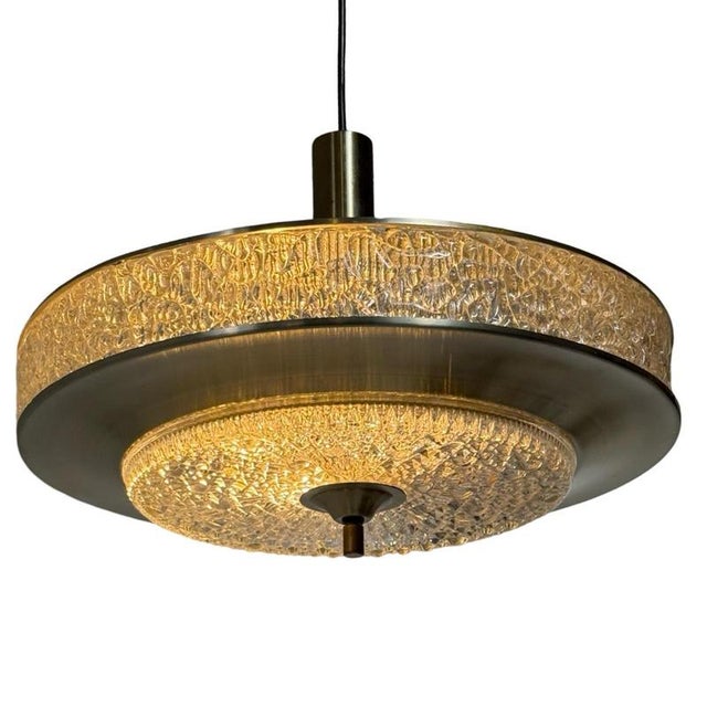 Vintage Pendant Lamp with Glass Side and Bottom from Herda, 1970s For Sale - Image 10 of 11