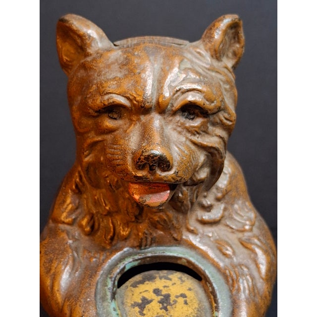 Hubley Manufacturing Company Antique Hubley Cast Iron Bear Honey Pot Still Bank Exceptional Original Paint 30s For Sale - Image 4 of 13