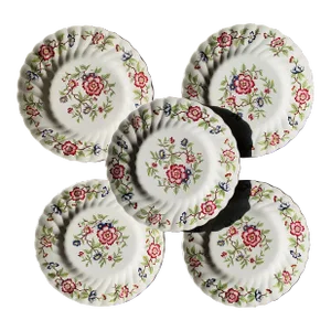 ‘Mandarin’ by California’s Franciscan Ceramics, Circa 1975-1985, Set of 5 Luncheon/Dessert/Salad Plates