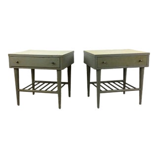 Mid Century Modern American of Martinsville Nightstands With Single Drawer and Slat Shelving - a Pair For Sale