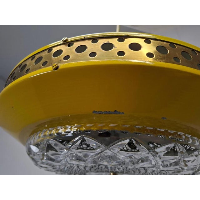 Mid-Century Modern Pendant Lamp in Yellow Metal with Brass and Glass, 1970s For Sale - Image 12 of 18