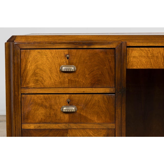 A refined 1930s French Art Deco partner desk, sourced in Provence and structurally revised and refinished in our workshop....