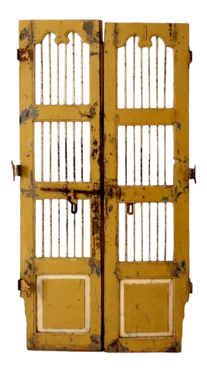 Antique Painted Wood & Iron Doors - - a Pair