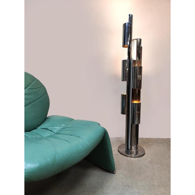 Black Italian Chrome Metal Floor Lamp, 1970s For Sale - Image 8 of 8