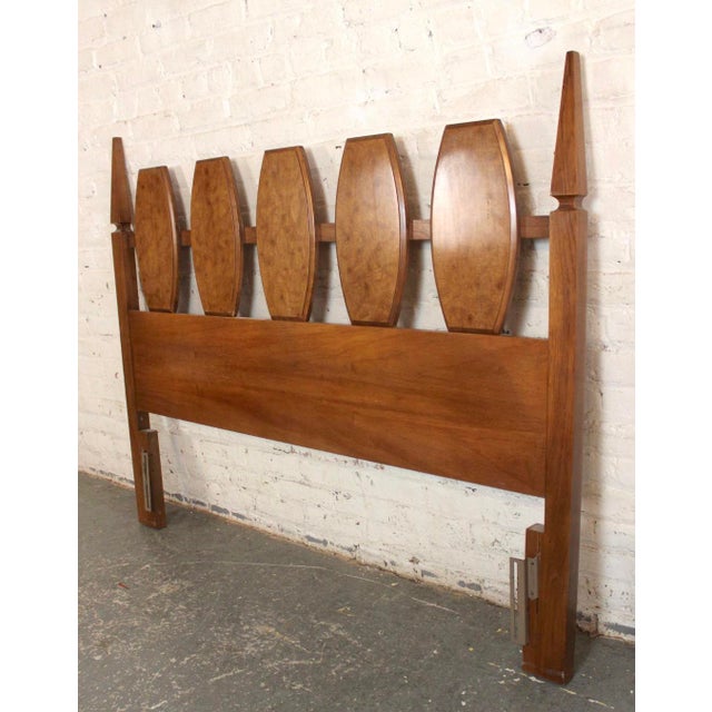 Mid-Century Modern Mid 20th Century Queen Headboard W/ Burl Wood Accents For Sale - Image 3 of 6
