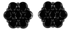 .925 Sterling Silver 4.0 Cttw Prong Set Round-Cut Treated Black Diamond Floral Cluster Stud Earring