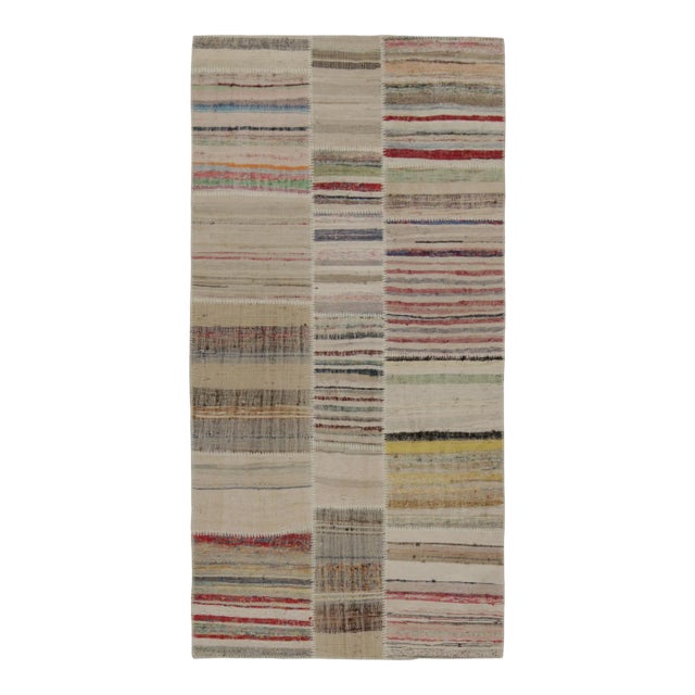 Rug & Kilim’s Patchwork Kilim in Polychromatic Stripes For Sale