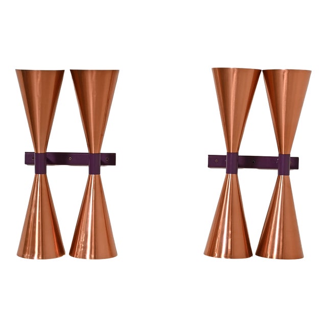 Model S-2021 Copper Wall Lamps by Hans-Agne Jakobsson, 1960s, Set of 2 For Sale