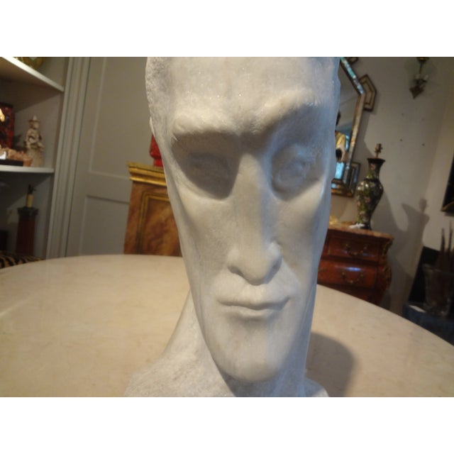 Mid-Century Modern Carrara Marble Bust For Sale - Image 10 of 12