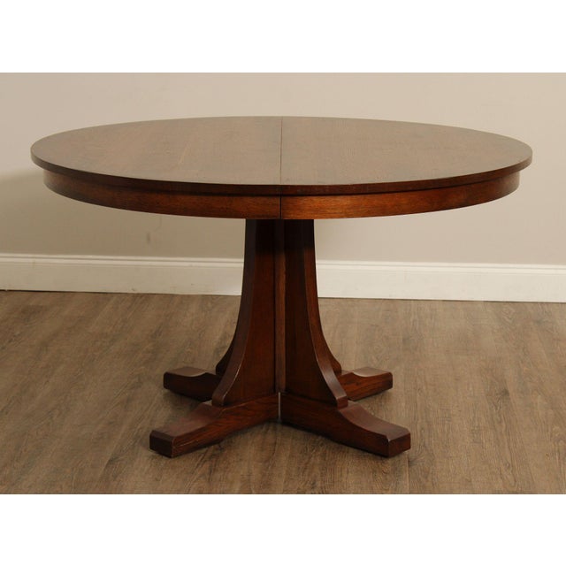 Stickley Stickley Mission Collection Oak Round Pedestal Dining Table For Sale - Image 4 of 18