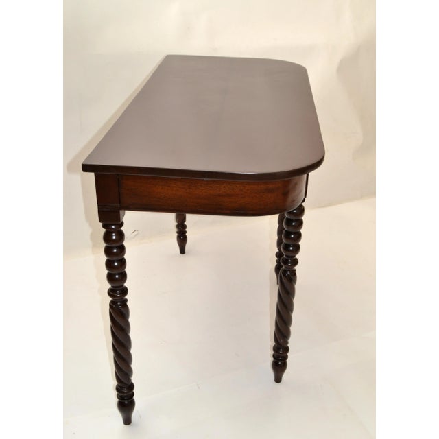 Late 19th Century 19th Century Brown Finish Console or Hallway Table Vanity Turned Tapered Legs For Sale - Image 5 of 13