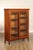 High Quality Vintage Early 20th Century Oak Bookcase with Sliding Glass Doors and Adjustable Wooden Shelves