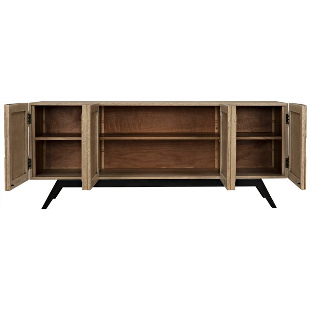 NOIR Illusion Sideboard with Metal Base, Bleached Walnut For Sale In Los Angeles - Image 6 of 13