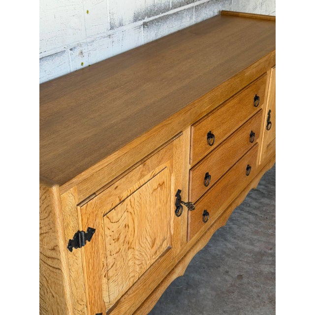 Oak Low Sideboard Credenza With Ring Pulls Mid-Century Modern 1970s For Sale - Image 11 of 13