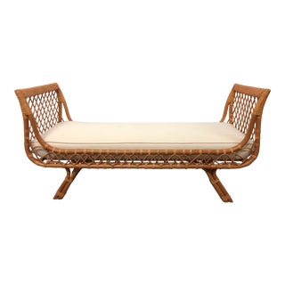 21st Century Rattan Sleigh Bench For Sale