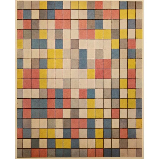Paper 1958 After Piet Mondrian "Composition in Bright Colors" Vintage Full-Color Print From England For Sale - Image 7 of 7