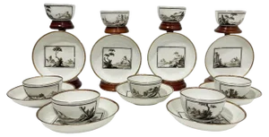 18th Century Meissen Cups and Saucers, Set of 18