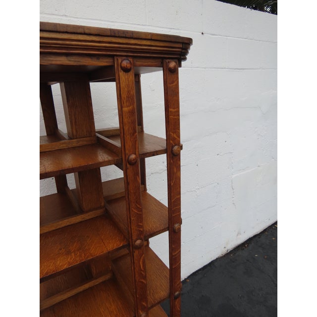 Early 20th Century Early 1900s Oak Five Tier Rotating Revolving Bookcase 6894 For Sale - Image 5 of 18