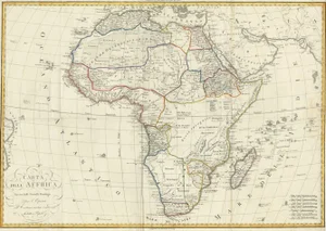Antique Map of Africa by Bordiga Fratelli, 1818