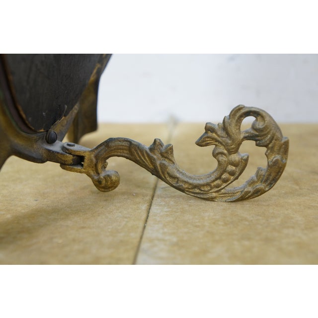 Antique Victorian Art Nouveau Gilt Brass Tabletop Vanity Dressing Mirror 14" For Sale - Image 6 of 13