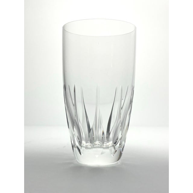 1960s Vintage 8 Crystal Highball Tumbler Glasses, Sharp Flame Cuts For Sale - Image 4 of 6