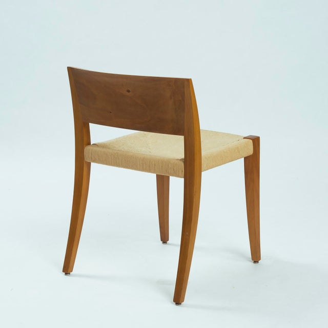 Stackable Walnut Wood and Papercord Diningchairs from Molteni & Co., Stackable, Italy 1990s, Set of 4 For Sale - Image 4 of 18