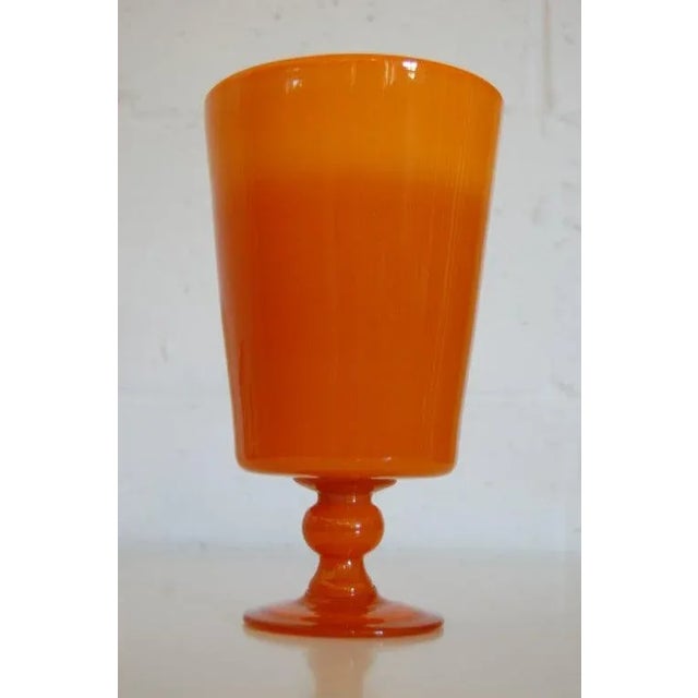 Mid-Century Modern Erik Höglund Mid-Century Signed Orange Footed Art Glass Vase for Boda C. 1960s For Sale - Image 3 of 8