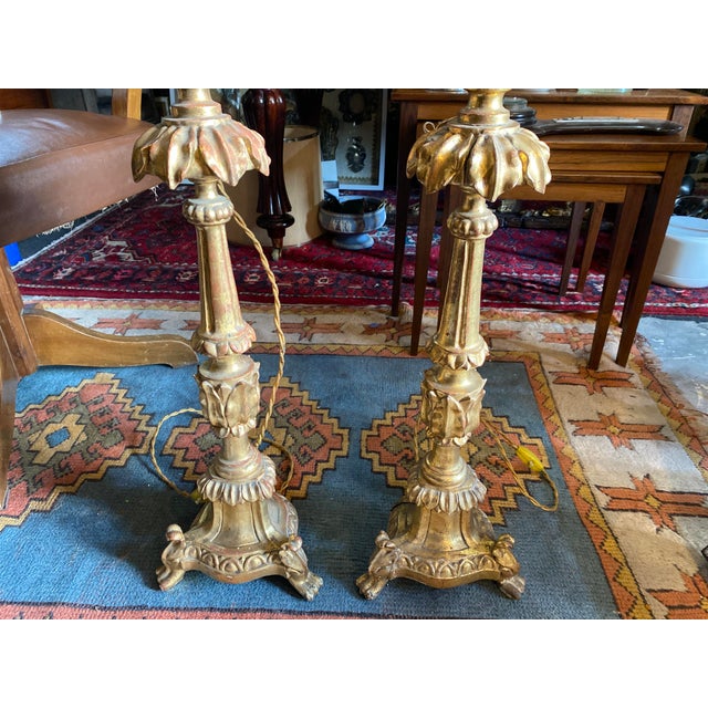 Wood Antique Candle Sticks, Set of 2 For Sale - Image 7 of 18