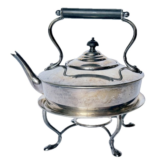 Early 20th Century Vintage Silverplate Tea Kettle & Warmer For Sale - Image 5 of 8