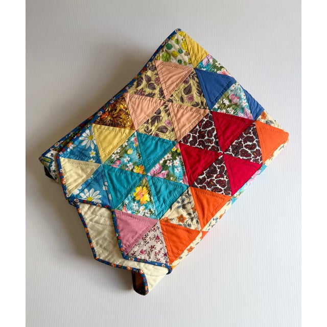 Quality Hand Stitched Cotton Triangle Feedsack Quilt From Ohio Estate For Sale - Image 18 of 18
