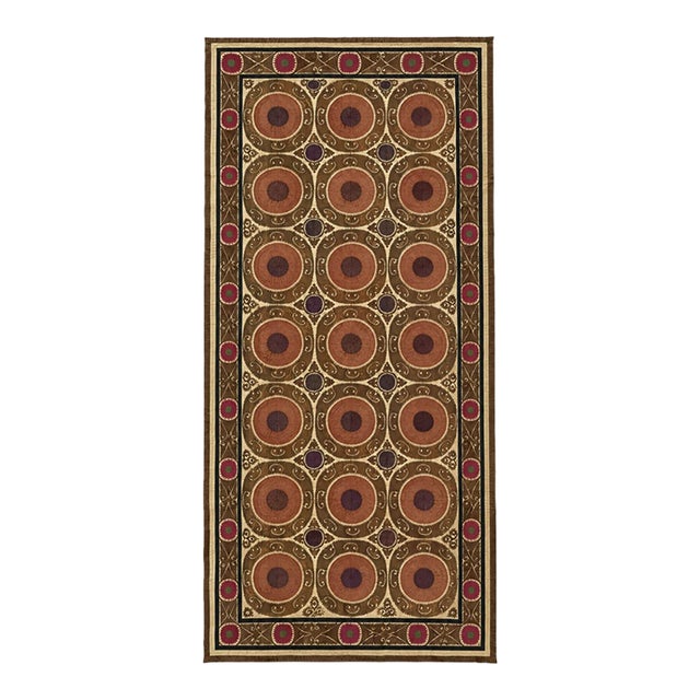 Extra Large Brown Cotton Suzani With Round Medallions For Sale