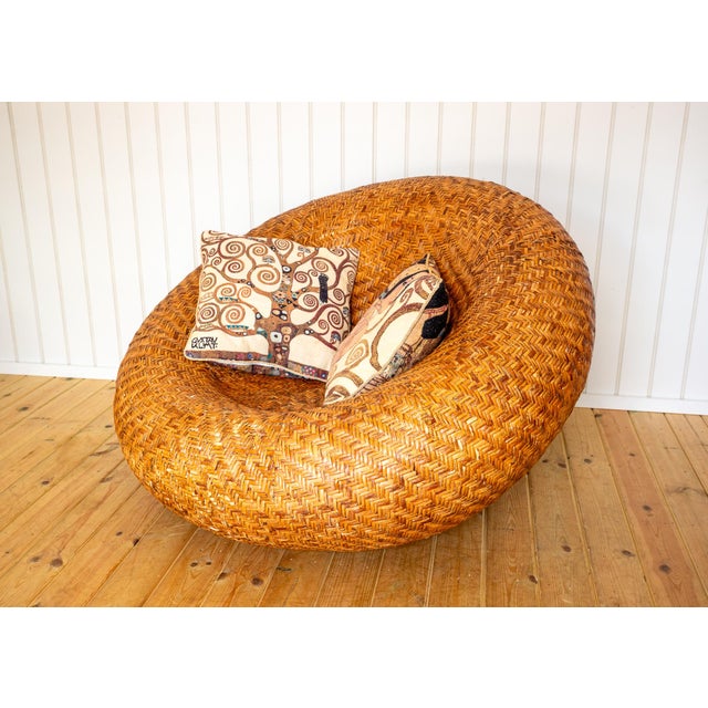 Wood Mid-Century Modern French Mushroom Rattan Pod Easy Lounge Chair, 1970s For Sale - Image 7 of 18